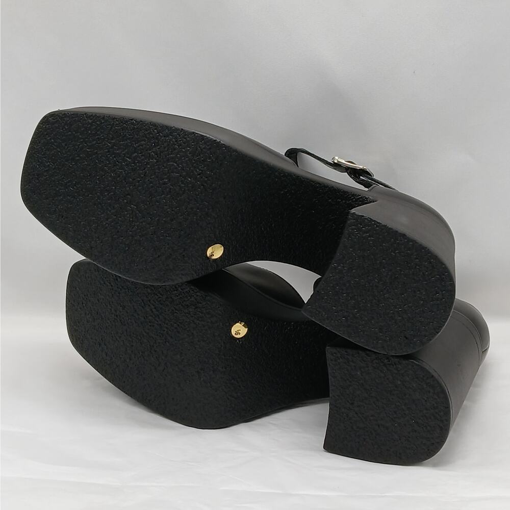 $168 Free People Gwen Mary Jane Platform Pumps Women 9.5 Black Chunky Heel Shoes - Picture 10 of 14